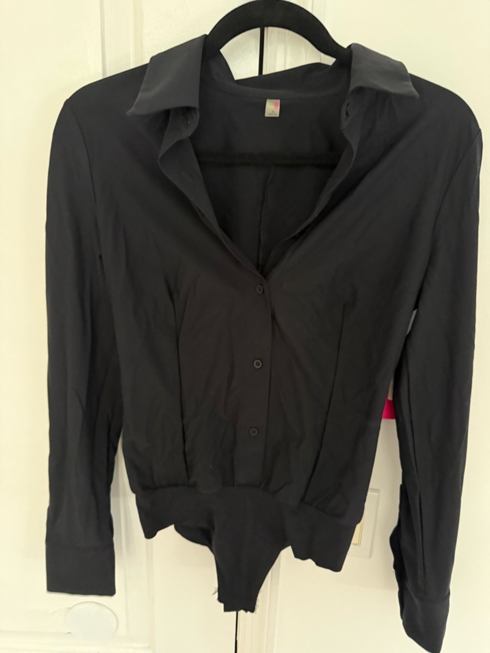 Classic Black Button-Front Women's Bodysuit Top